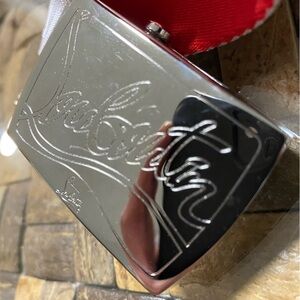 New Christian Louboutin Ricky Plate White Silver Belt